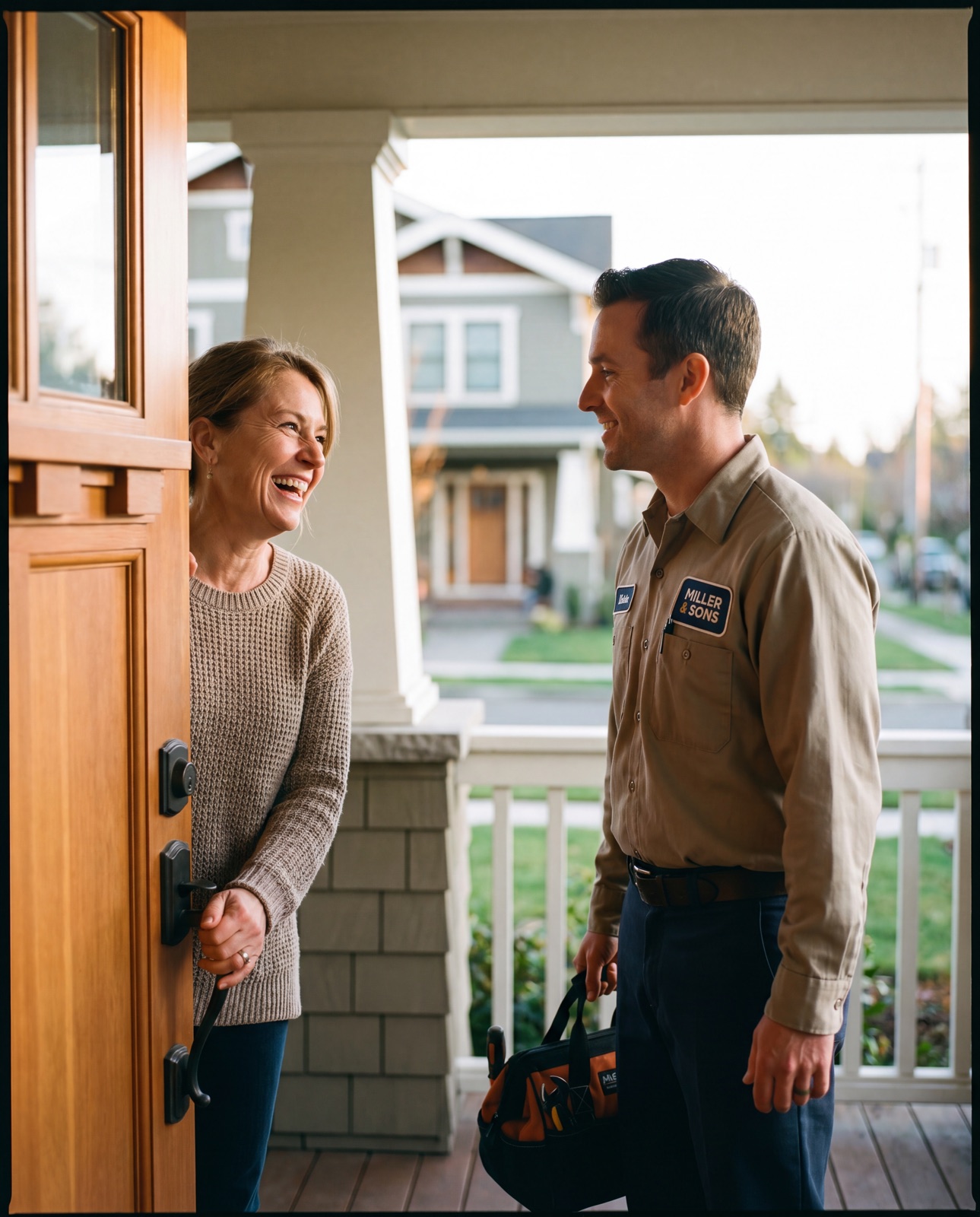 Homeowner trusting local contractor