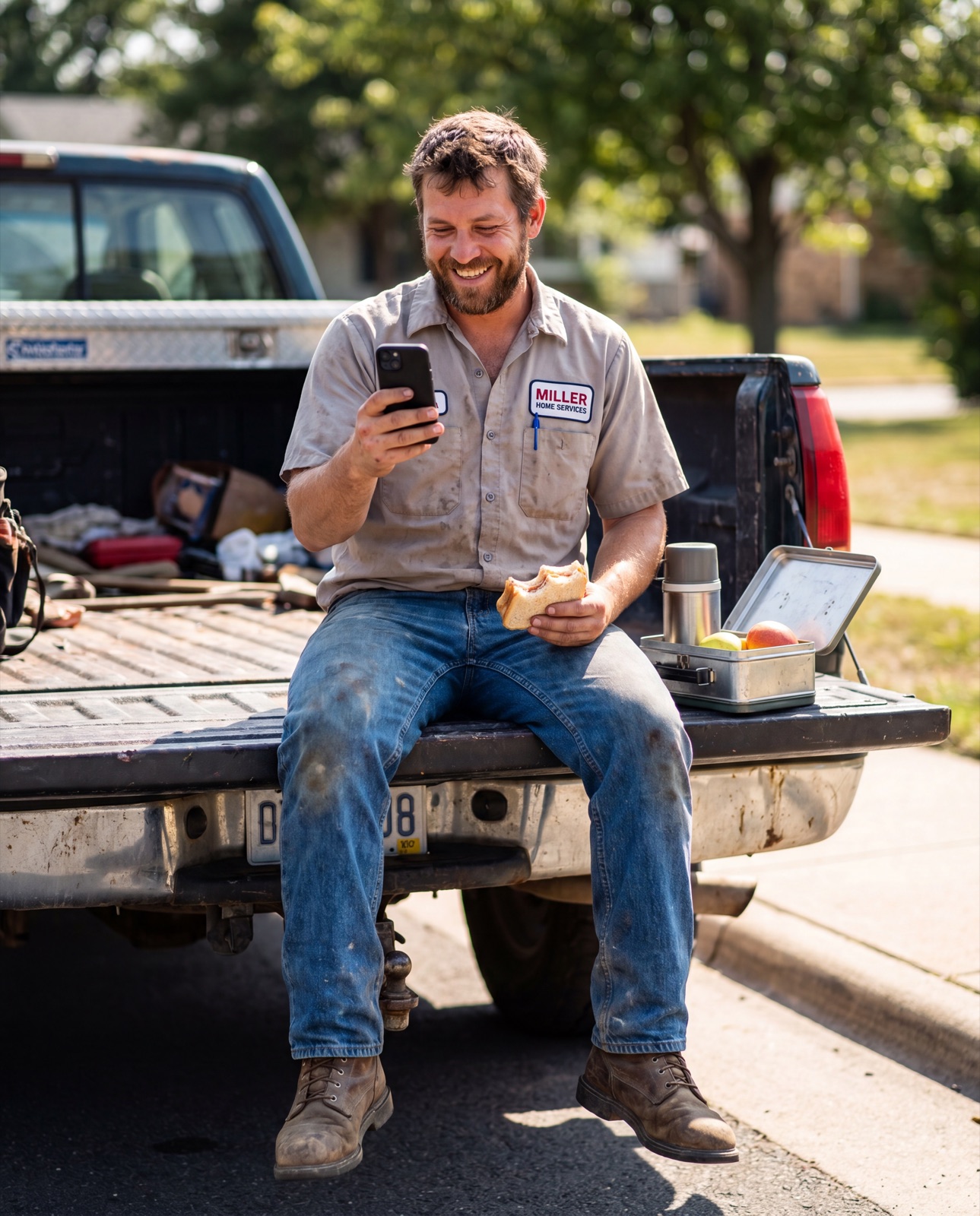 Contractor smiling — stress-free with leads on autopilot